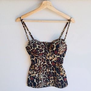 💋Guess EUC Leopard Bustier Sculpted Camisole Top